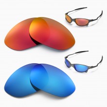 Walleva Fire Red + Ice Blue Polarized Replacement Lenses For Oakley X Metal XX Sunglasses 